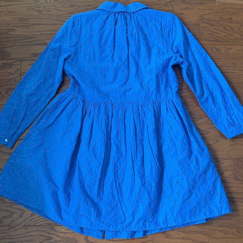 J. Crew blue embroidered eyelet shirt dress - Picture 4 of 6